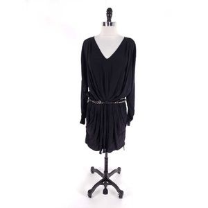 Rebecca Taylor Black longsleeved belted dress